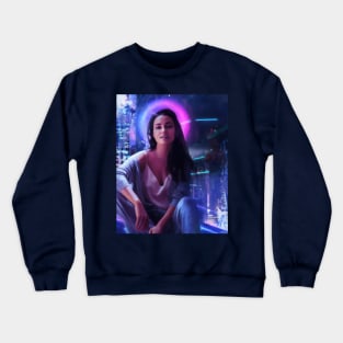 Cyberpunk Neon Girl Crewneck Sweatshirt